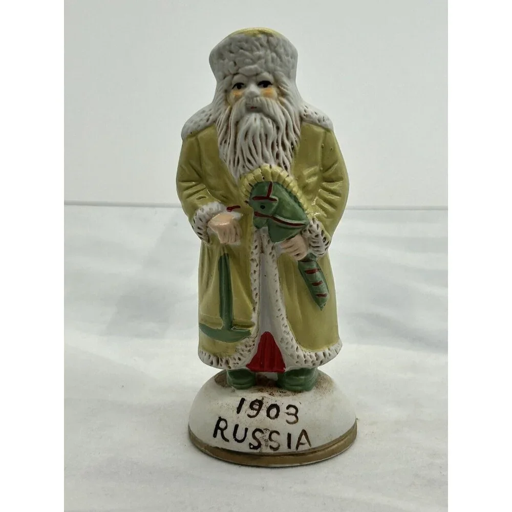 Christmas 1903‎ Russia Vintage Old World Ceramic Santa Claus Figurine 4.25